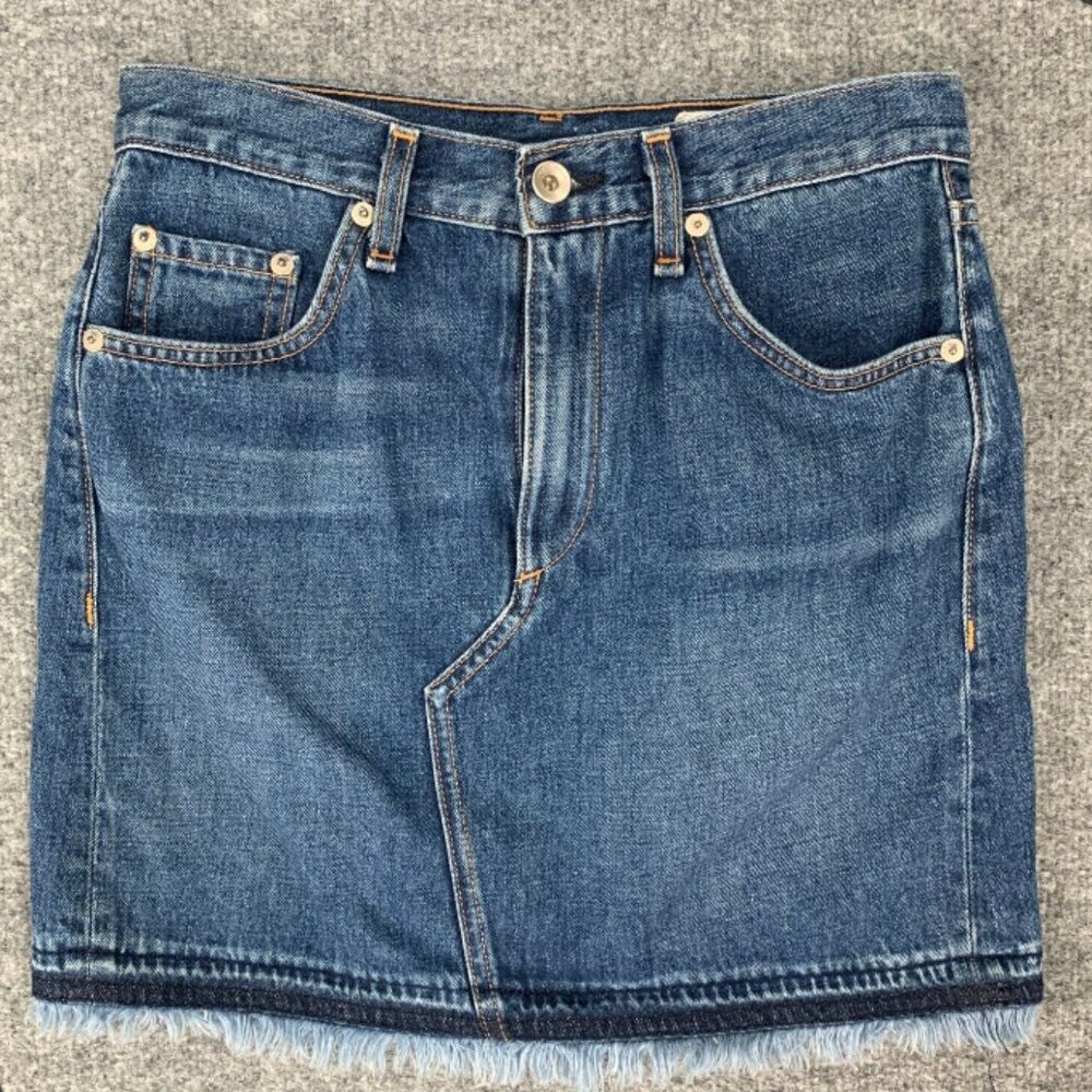 Rag & Bone denim skirt with a fringe bottom